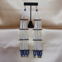 Image 2 of 3 tier blue Dentalium earring with abalone 
