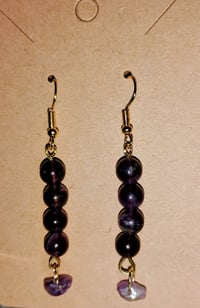 Image 1 of Amethyst gemstone and bead earrings 