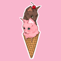 kitty cone sticker