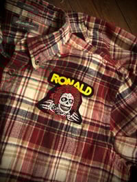 Image 2 of Upcycled “Zombie Ronald Mc” t-shirt flannel