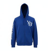 Image 2 of YB Royal Blue Heavy Blend Zip-Up Fleece Hoodied Sweatshirt 