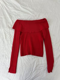 Image 3 of Red bow tie sweater // S