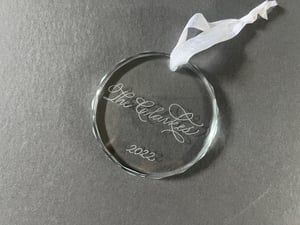 Image of Custom Engraved Round Glass Ornament 