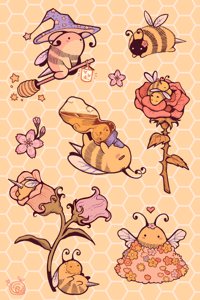 Bee Stickersheet - Vinyl - 4 x 6 (+ Postcard)
