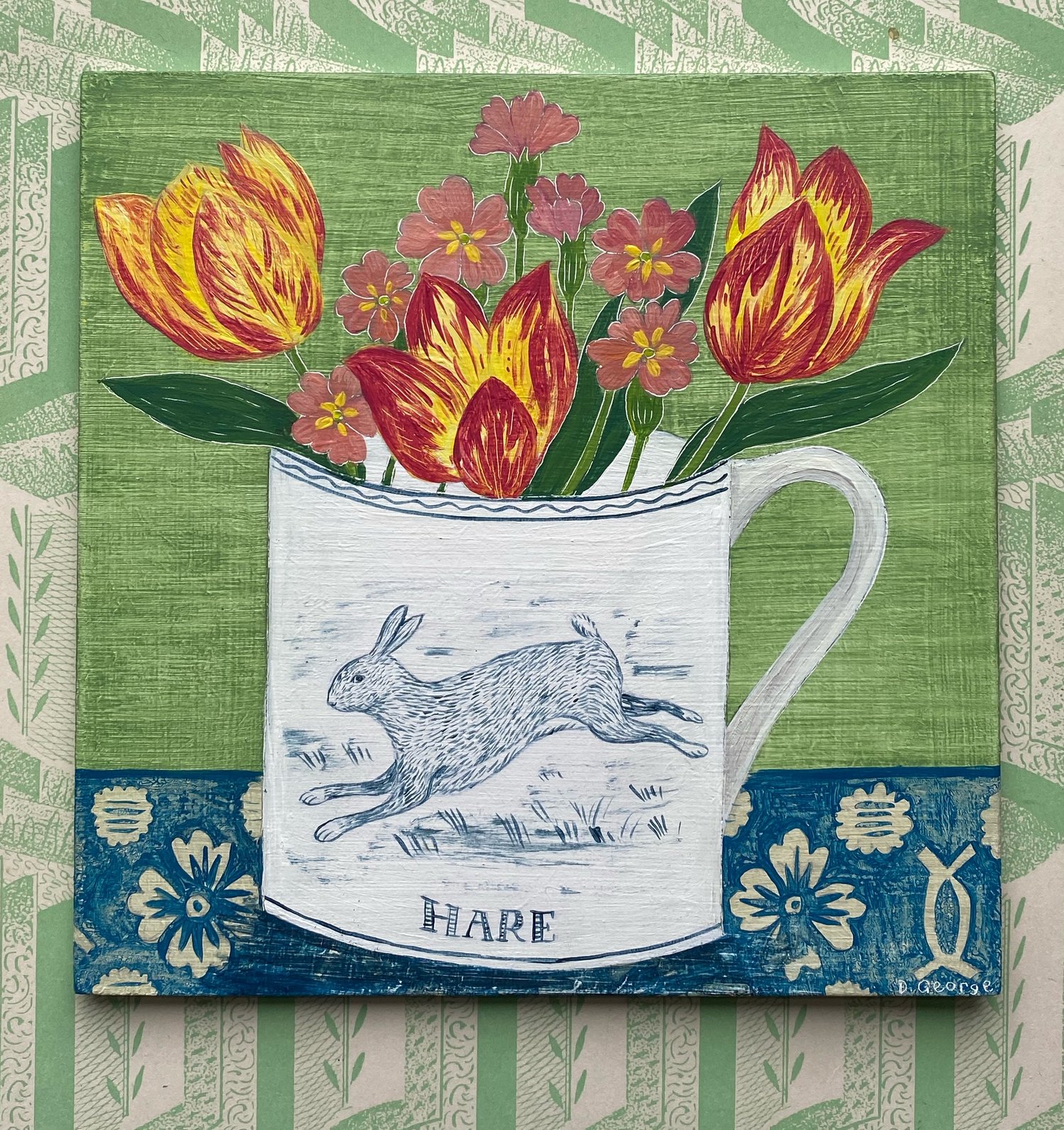 Image of Hare cup and tulips 