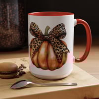 Image 1 of Orange Pumpkin with Cheetah Bow Mug