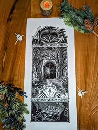 Image 1 of Moria gate lord of the ring linocut print