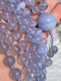 Image 3 of Blue Chalcedony Mala with Blue Lace Agate Guru Bead