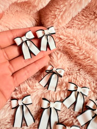 Image 1 of White w Black Trim Bows (Medium)