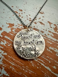 Image 1 of sapphire pendant with hand engraved Rumi quote