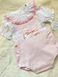 Spanish pink short romper set 