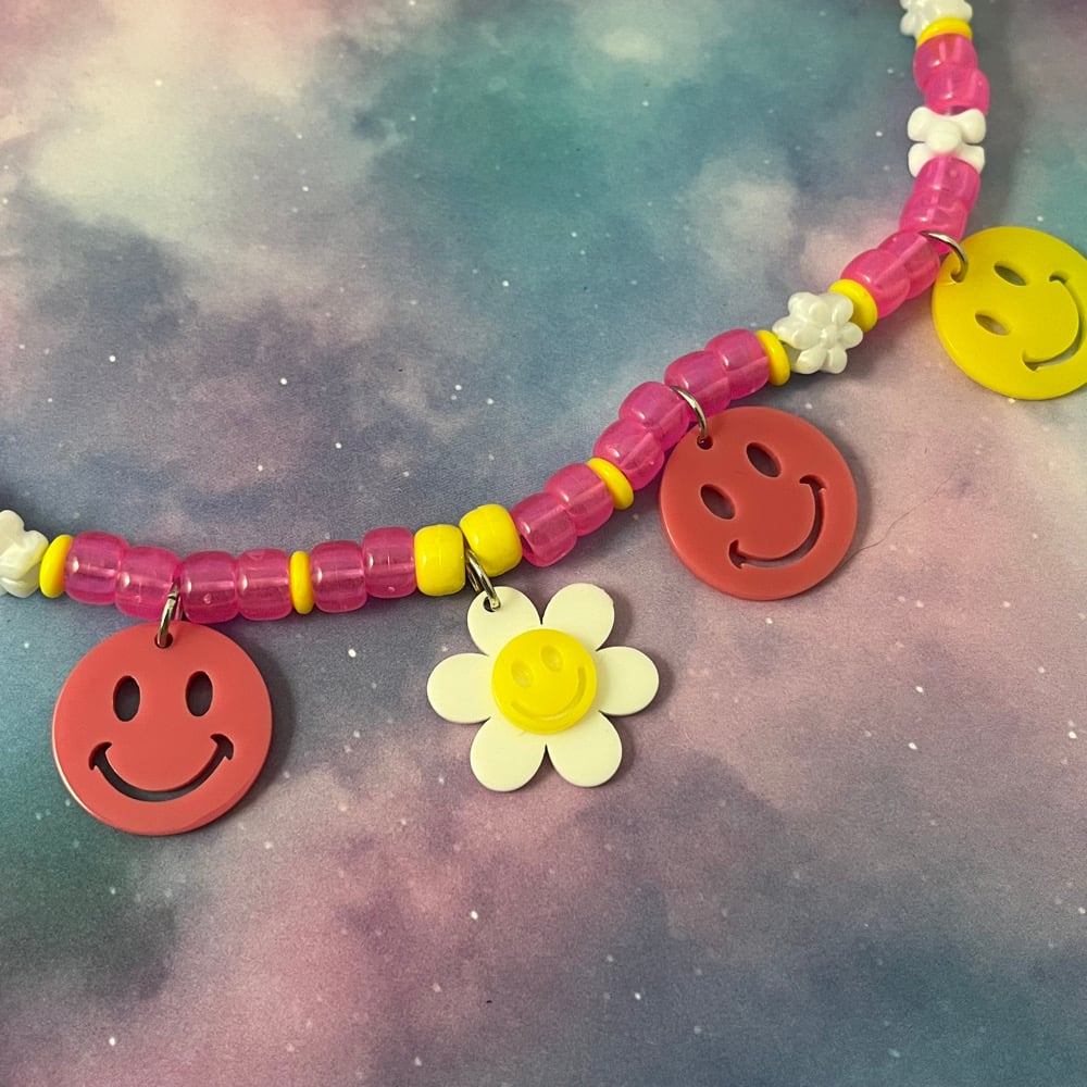 Image of Smiley Flower Kandi Necklace