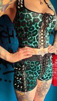 Image 4 of Velvet leopard shorts with studs - different colours