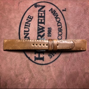 Image of Natural Unglazed SECRET STITCHING Horween Shell Cordovan Watch Strap