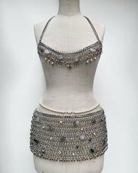 Image 2 of Chainmail Mini Skirt, Crystal and Pearl embellished