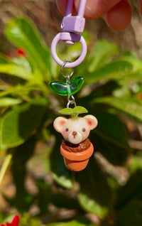 Image 1 of The Sproutlings- Lola the Bear Charm- Cute Handmade Polymer Clay Plant Keychain