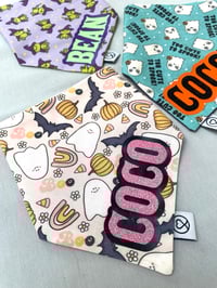Image 2 of Halloween Personalised Bandanas / Witchy Frogs / Too Cute to Spook / Ghosts and Bats
