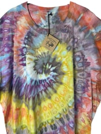Image 4 of 3XL Adult Combed Cotton Tee in Earthy Bright Spiral Ice Dye