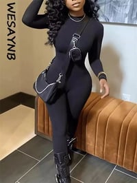 Image 1 of Long Sleeve Casual O Neck Jumpsuit 