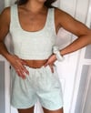 towelling elastic shorts, matching top & scrunchie 