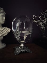 Image 6 of Superbe boule de 15 cm de diam. et socle en argent bas titre, poinçonné, du XIXème siecle