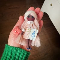 Tiny Handmade doll 4” peachy pink hair