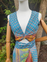 Image 3 of Pasha Co ord set top and frill wrap skirt - turquoise orange