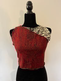 Image 1 of Sleeveless Duo-Pattern Crop Top