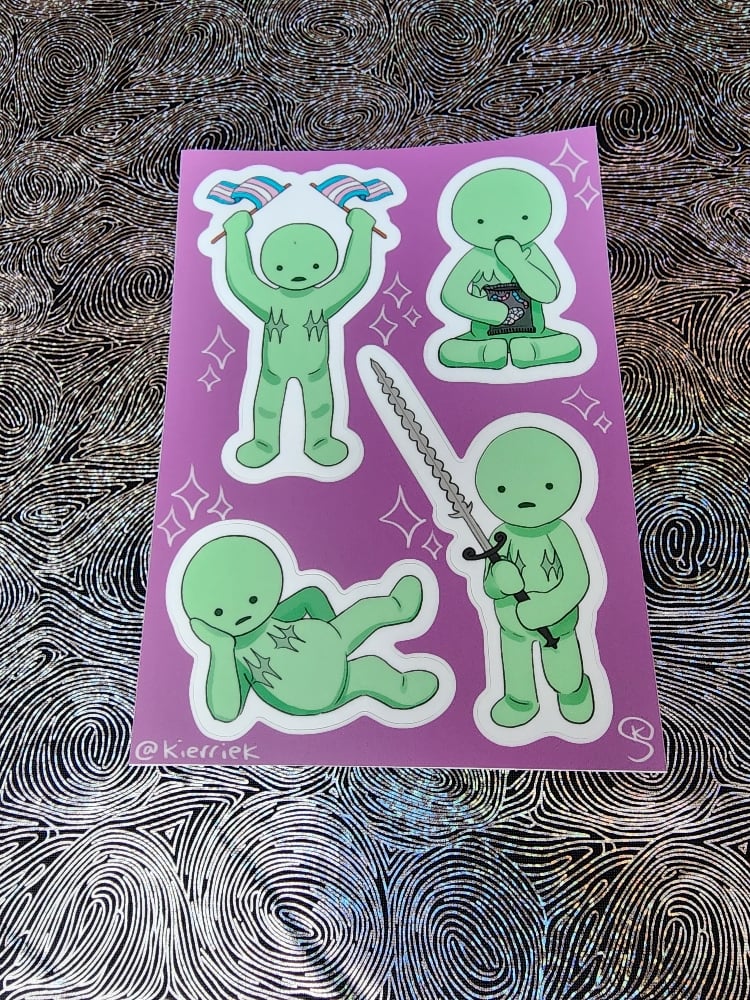 Image of trans smiski sticker sheet