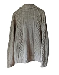 Image 5 of Farah Vintage Mens Button Shawl Neck Knit Cardigan Sweater Oatmeal Lambswool XL