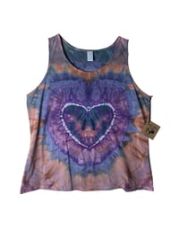 Image 2 of ♻️ UPCYCLED XL Ladies Heart Tank in Muted Ice Dye