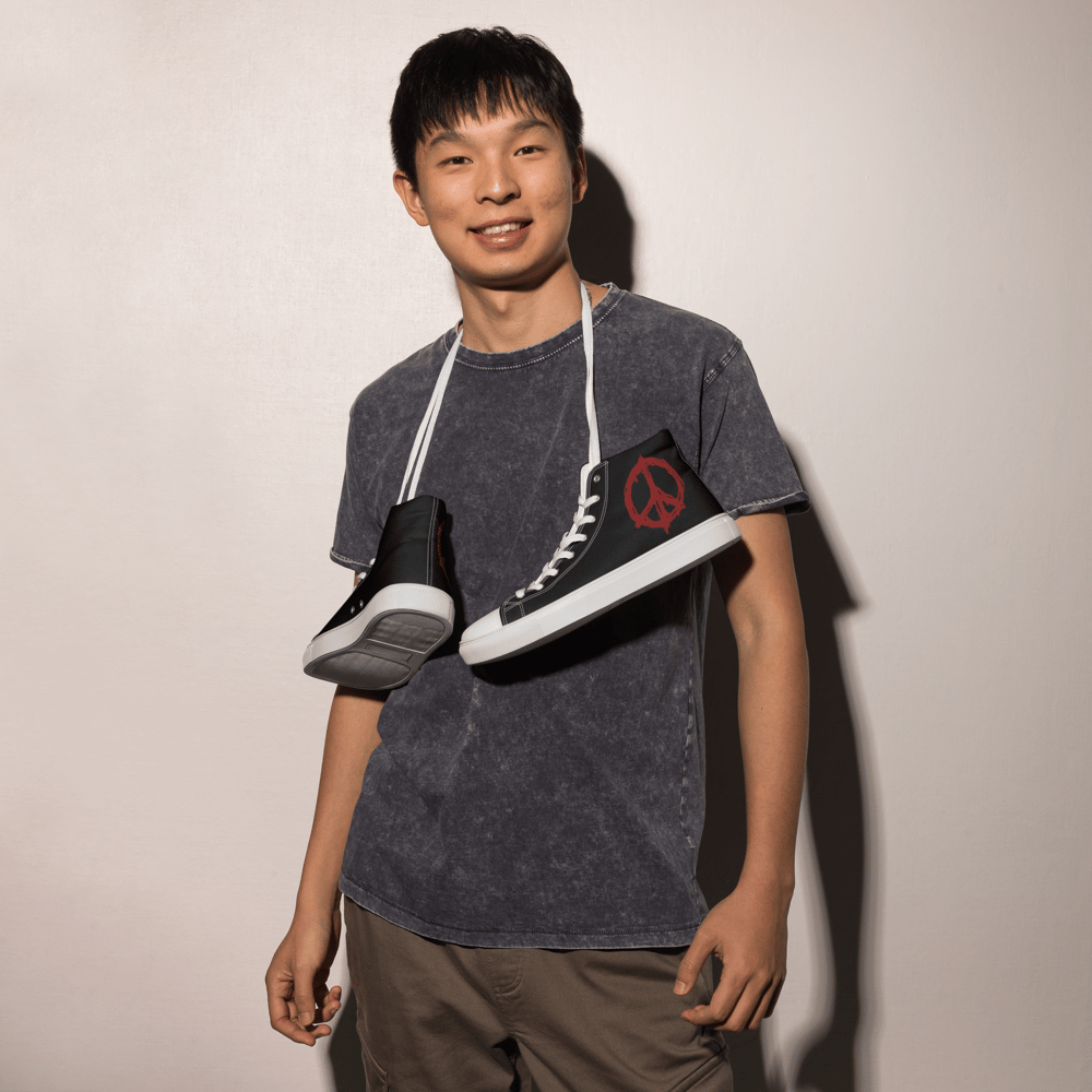 PRINTED DISOBEY CENTER LOGO MEN'S HIGH TOP CANVAS SHOES