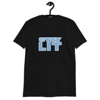 STAY LIT CAROLINA BLUE/WHITE TRIM Softstyle Short-Sleeve Unisex T-Shirt