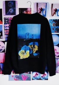 Image 3 of BLUE NIGHT, PANSY - Classic Black Sweatshirt 