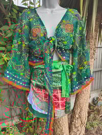 Image 2 of Wrap petal skirt 8-18 uk green waistband