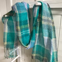 Image 3 of ‘Estuary’ handwoven linen scarf