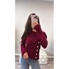 Burgundy Off The Shoulder Side Button Jumper 