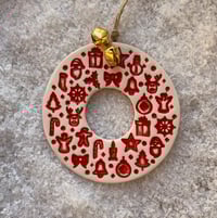 Image 4 of Ceramic Christmas Wreath with Bells (Seconds)