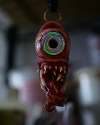 Image 3 of Color Burst Twisted tongue pendant, OOAK green purple orange blue Glow