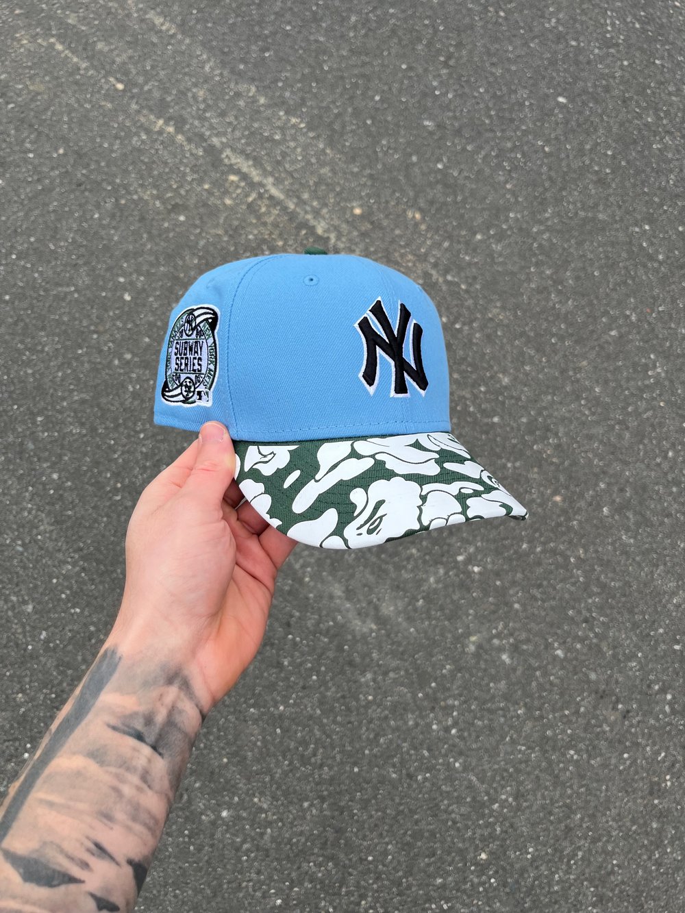 Image of TREE LINE SKY BLUE NEW YORK YANKEES CUSTOM FITTED CAP