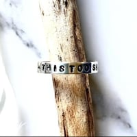 Image 1 of Handmade This Too Shall Pass Sterling Silver Stacking Ring 925