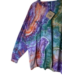 Image 9 of XL Unisex Adult Soft Long Sleeve Tee in Earthy Rainbow Geode Ice Dye