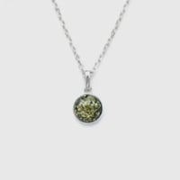 Image 1 of Baltic Beauty | Green Amber Round Pendant Necklace