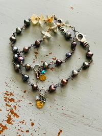 Image 2 of Citrine And Peacock Pearl Bracelet with 22k gold charm