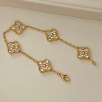 Image 1 of Brass clover bracelet with full diamonds