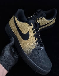 Image 1 of Black/Gold Glitter Gold Bottom Air Force 1
