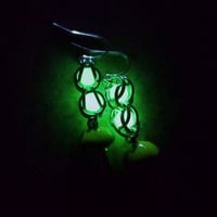 Image 3 of Glow-in-the-Dark Neon Green Mushroom Earrings