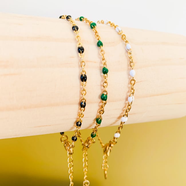 CHLOÉ | Bracelet chaîne fine & petites perles colorées