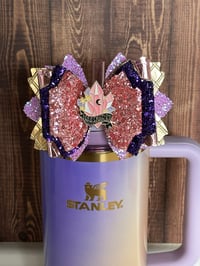 Image 2 of Wicked Glinda Inspired Stanley Tumbler Straw Topper Bow