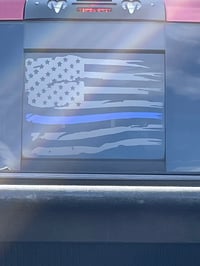 Image 2 of Sliding Window Thin Line Distressed American Flag Decal 2009-2024 RAM